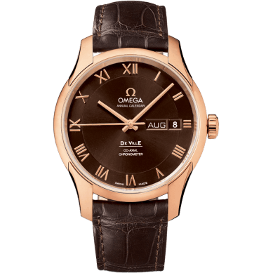 De Ville Co-Axial Annual Calendar Red Gold / Brown / Alligator