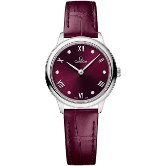 De Ville Quartz 27.5 Stainless Steel / Burgundy - Diamond