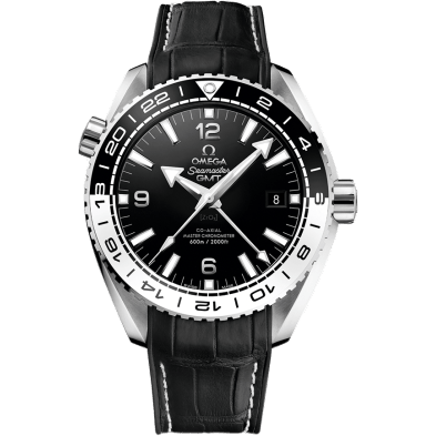 Seamaster Planet Ocean 600M Co-Axial 43.5 Master Chronometer GMT Stainless Steel / Black White / Alligator