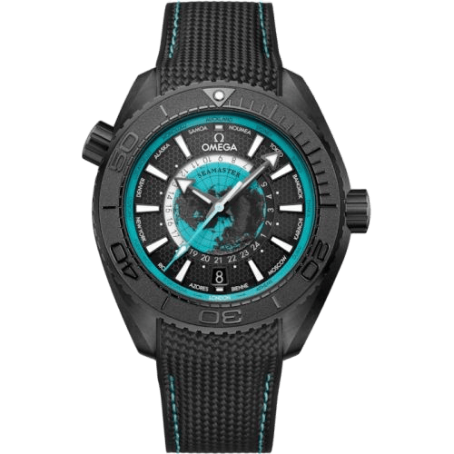 Seamaster Planet Ocean 600M Co-Axial Worldtimer 45.5 Master Chronometer GMT Ceramic / Black - Turquoise / Rubber