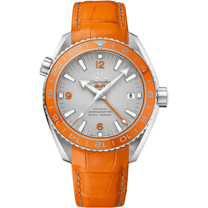 Seamaster Planet Ocean 600M Co-Axial 43.5 GMT Platinum / Orange / Alligator