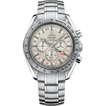 Speedmaster Broad Arrow Co-Axial GMT Stainless Steel / White / Bracelet