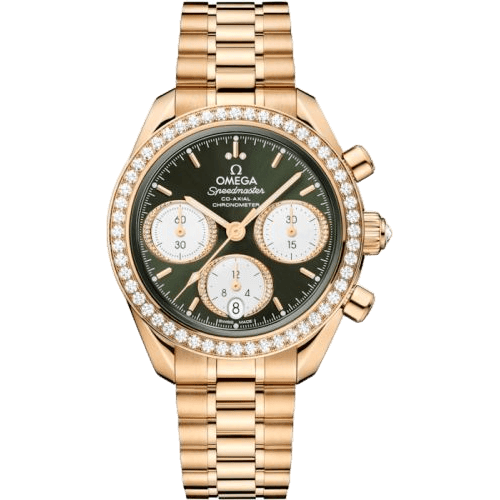 Speedmaster Date 38 Moonshine Gold - Diamond / Green / Bracelet
