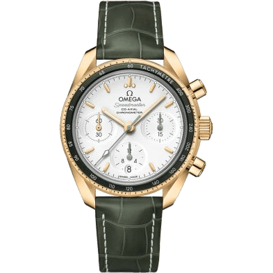 Speedmaster Co-Axial 38 Yellow Gold / Silver / Strap