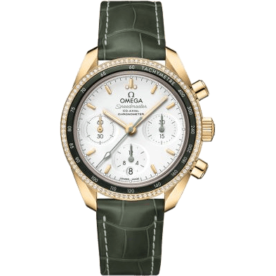 Speedmaster Co-Axial 38 Yellow Gold / Diamond / Silver / Strap