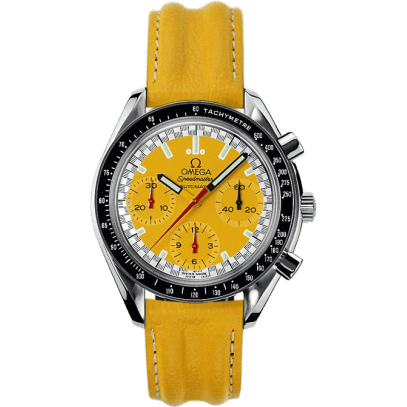 Speedmaster Reduced Stainless Steel / Yellow / Strap / Schumacher