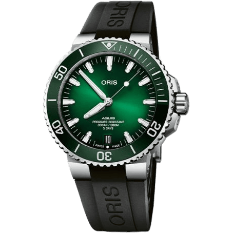 Aquis Date Calibre 400 43.5 Stainless Steel / Green / Rubber
