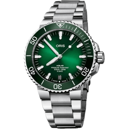 Aquis Date Calibre 400 43.5 Stainless Steel / Green / Bracelet