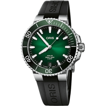 Aquis Date Calibre 400 41.5 Stainless Steel / Green / Rubber