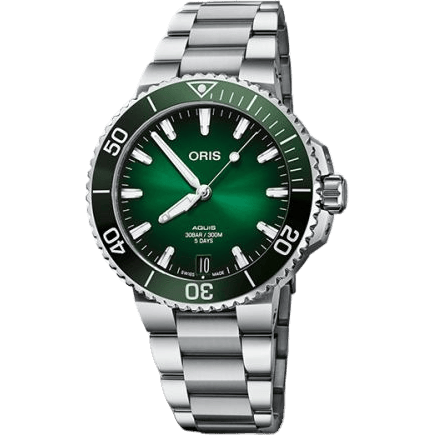 Aquis Date Calibre 400 41.5 Stainless Steel / Green / Bracelet