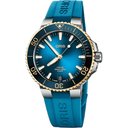 Aquis Date Calibre 400 41.5 Stainless Steel - Yellow Gold / Blue / Rubber