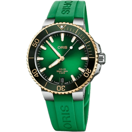 Aquis Date Calibre 400 41.5 Staineless Steel - Yellow Gold / Green / Rubber