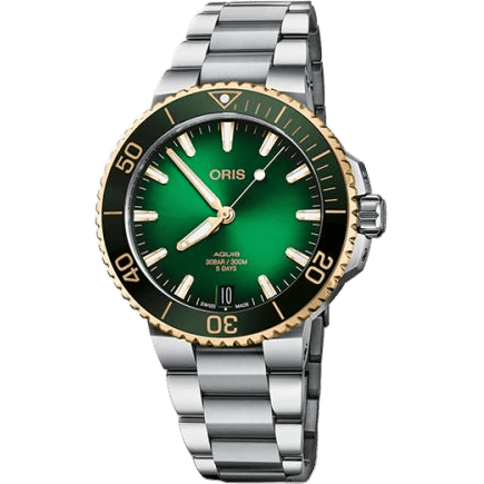 Aquis Date Calibre 400 41.5 Staineless Steel - Yellow Gold / Green / Bracelet
