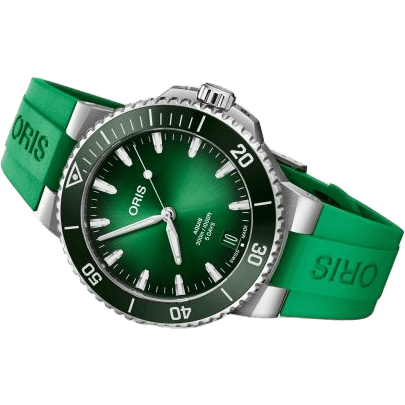 Aquis Date Calibre 400 43.5 Stainless Steel / Green / Rubber