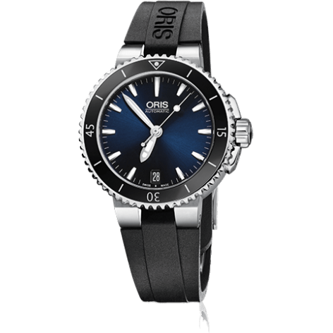 Aquis Date 36 Stainless Steel / Blue / Rubber