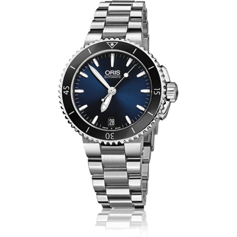 Aquis Date 36 Stainless Steel / Blue / Bracelet