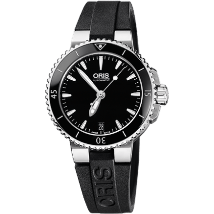 Aquis Date 36 Stainless Steel / Black / Rubber