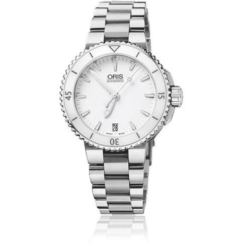 Aquis Date 36 Stainless Steel / White / Bracelet
