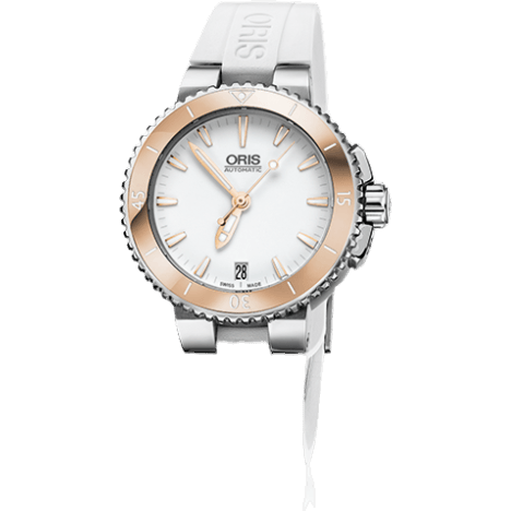 Aquis Date 36 Stainless Steel / White / Rubber