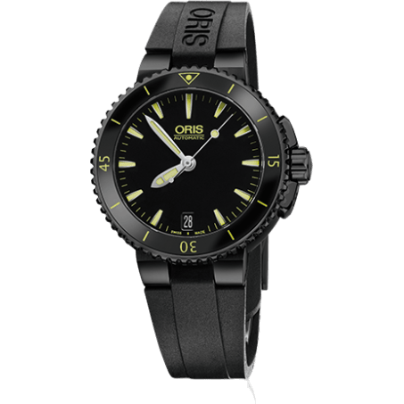 Aquis Date 36 DLC / Black / Rubber