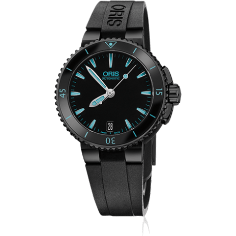 Aquis Date 36 DLC / Black / Rubber