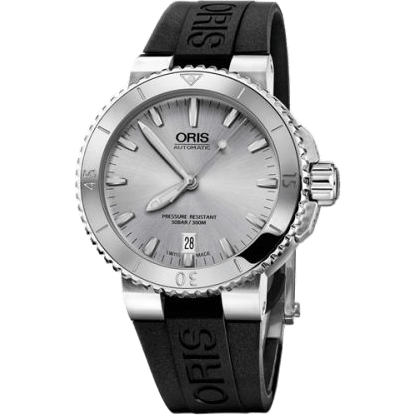 Aquis Date 40 Stainless Steel / Silver / Rubber