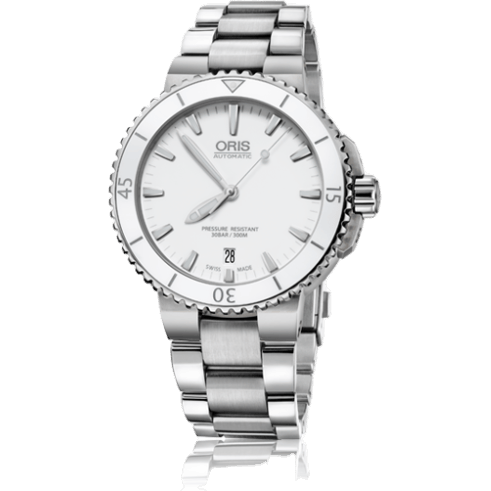 Aquis Date 40 Stainless Steel / White / Bracelet