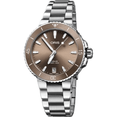 Aquis Date 36.5 Stainless Steel / Brown / Bracelet