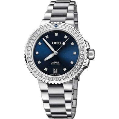 Aquis Date Diamonds 36.5 Stainless Steel - Diamond / Blue - Diamond / Bracelet