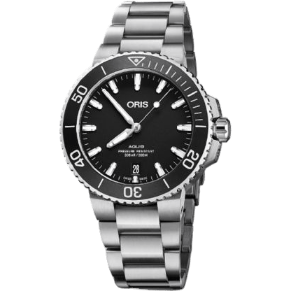 Aquis Date 39.5 Stainless Steel / Black / Bracelet