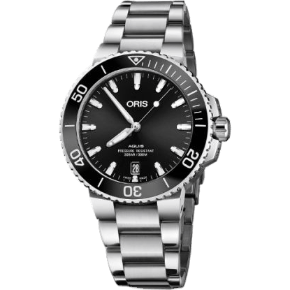 Aquis Date 39.5 Stainless Steel / Black / Bracelet