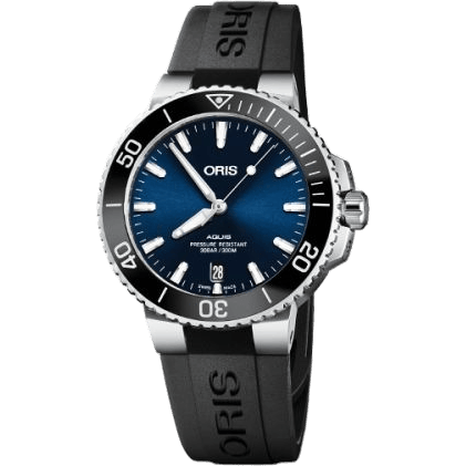Aquis Date 39.5 Stainless Steel / Blue / Rubber