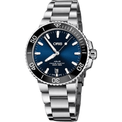Aquis Date 39.5 Stainless Steel / Blue / Bracelet