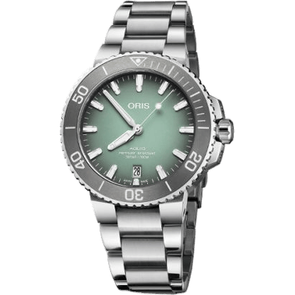 Aquis Date 39.5 Stainless Steel / Green / Bracelet