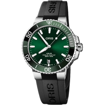 Aquis Date 39.5 Stainless Steel / Green / Rubber