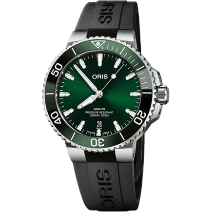 Aquis Date 41.5 Stainless Steel / Green / Rubber