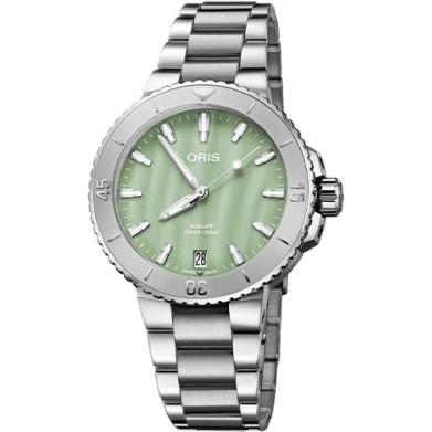 Aquis Date 36.5 Stainless Steel / Green MOP / Bracelet