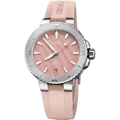 Aquis Date 36.5 Stainless Steel / Blush Pink / Rubber