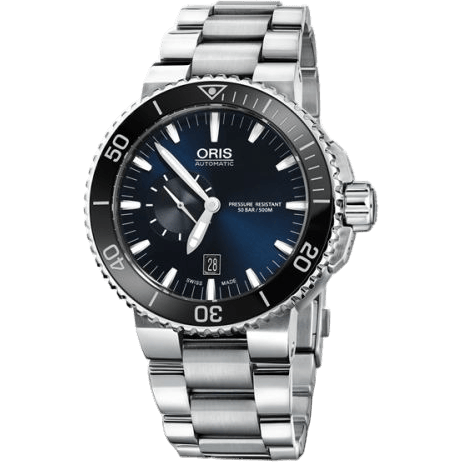 Aquis Small Seconds Date 46 Stainless Steel / Blue / Bracelet