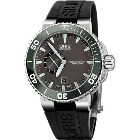 Aquis Small Seconds Date 46 Stainless Steel / Grey / Rubber