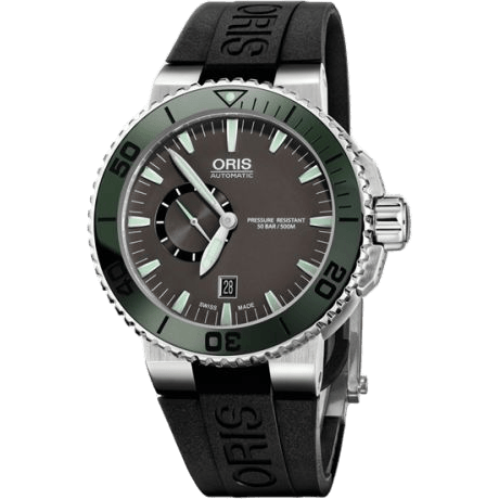 Aquis Small Seconds Date 46 Stainless Steel / Grey / Rubber