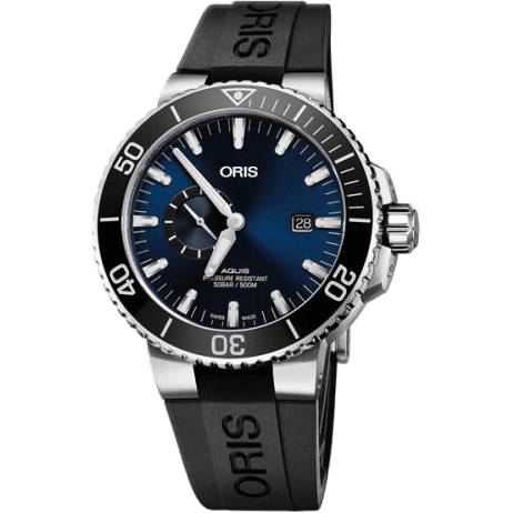 Aquis Small Seconds Date 45.5 Stainless Steel / Blue / Rubber