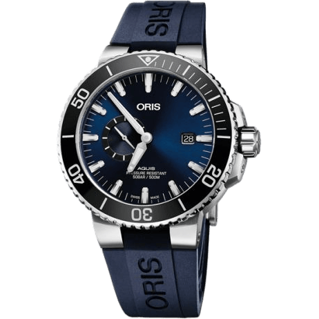 Aquis Small Seconds Date 45.5 Stainless Steel / Blue / Rubber