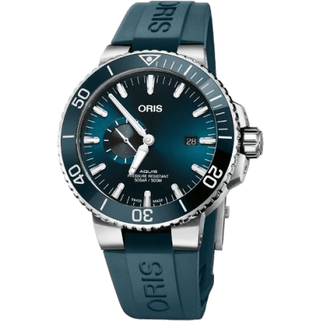 Aquis Small Seconds Date 45.5 Stainless Steel / Blue / Rubber