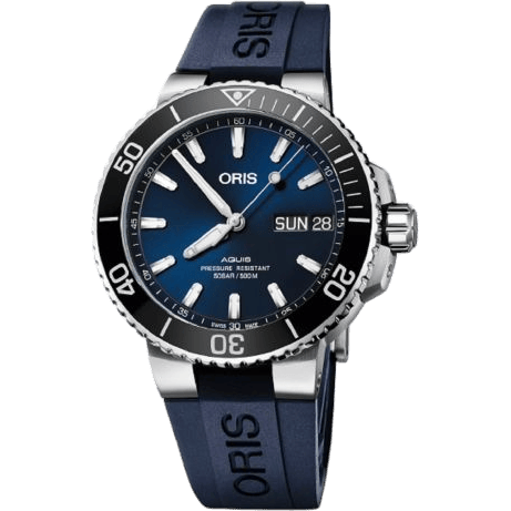 Aquis Big Day Date 45.5 Stainless Steel / Blue / Rubber
