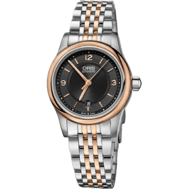 Classic Date Lady 28.5 Stainless Steel - Rose Gold / Black / Bracelet
