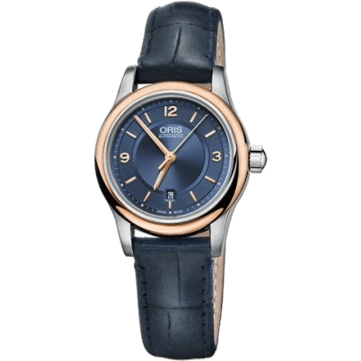 Classic Date Lady 28.5 Stainless Steel - Rose Gold / Blue