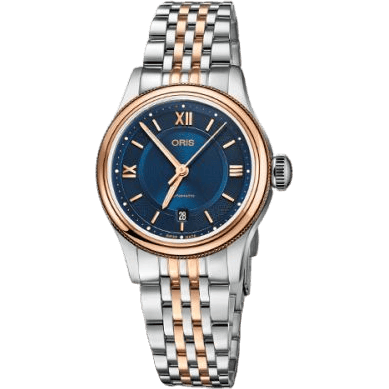 Classic Date Lady 28.5 Stainless Steel - Rose Gold / Blue / Bracelet