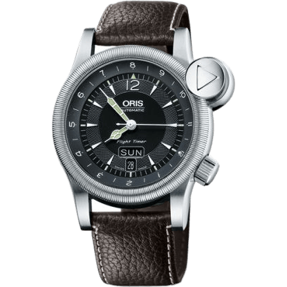 Flight Timer² Day Date Stainless Steel / Black / Leather