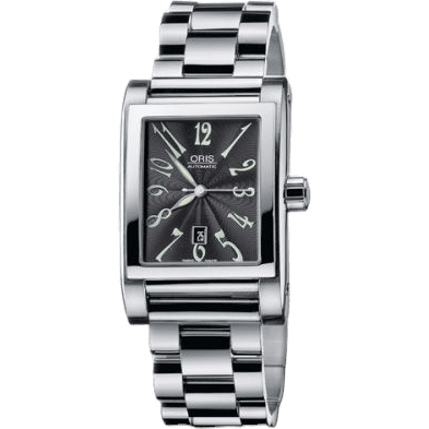 Rectangular Date 24 Stainless Steel / Black - Arabic / Bracelet